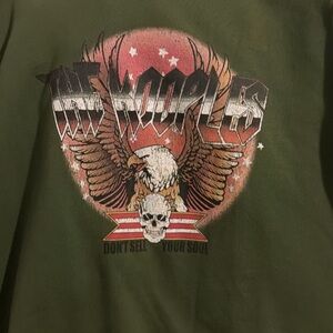 The Kooples Eagle Skull Graphic Sweatshirt Unisex Green Size Large Rock Punk